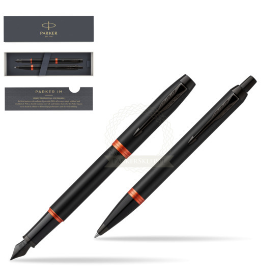 Zestaw prezentowy Parker Pióro wieczne + Długopis IM PROFESSIONALS VIBRANT RING Flame Orange