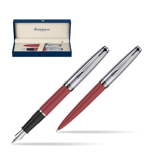 Zestaw prezentowy pióro wieczne +długopis Waterman Embleme Core Czerwony
