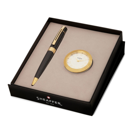 Zestaw prezentowy Długopis Sheaffer 300 Czarny lakier GT + zegarek