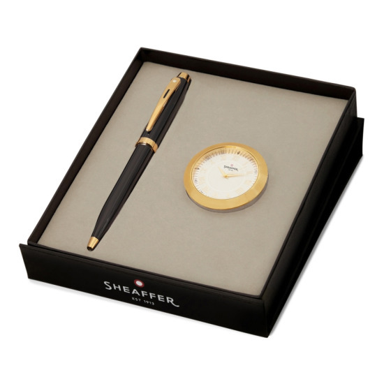 Zestaw prezentowy Długopis Sheaffer 100 Czarny lakier GT + zegarek