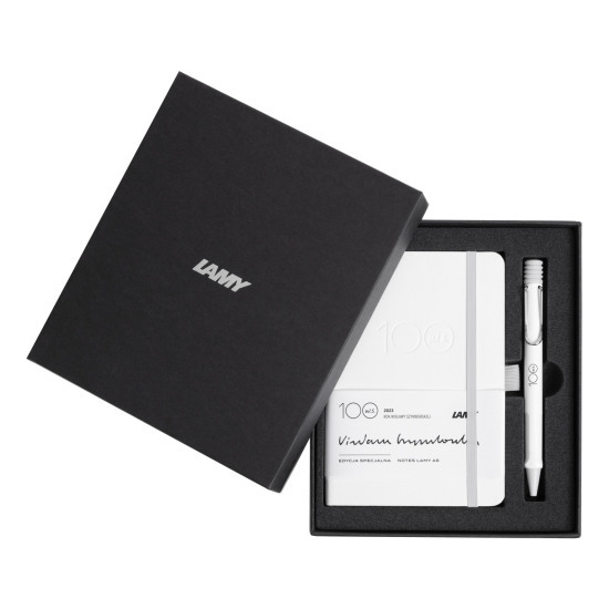 Zestaw długopis Lamy 219 Safari Biały + notes  - edycja W. Szymborska