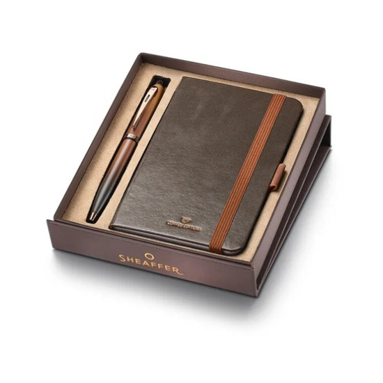 Długopis Sheaffer 100 Coffee w zestawie prezentowym z brązowym notesem