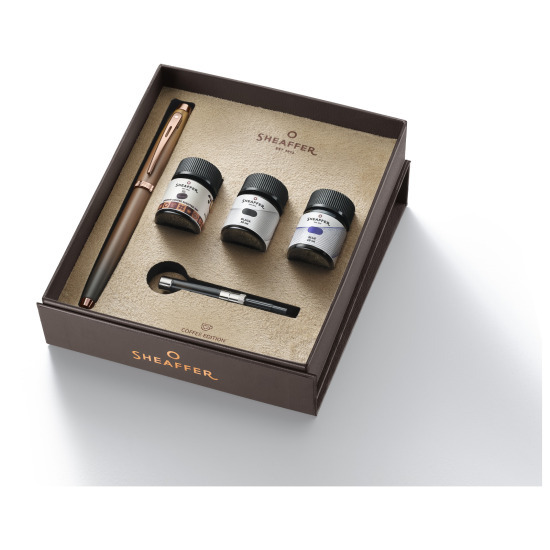 Zestaw Sheaffer pióro wieczne 100 Coffee + atrament w trzech kolorach