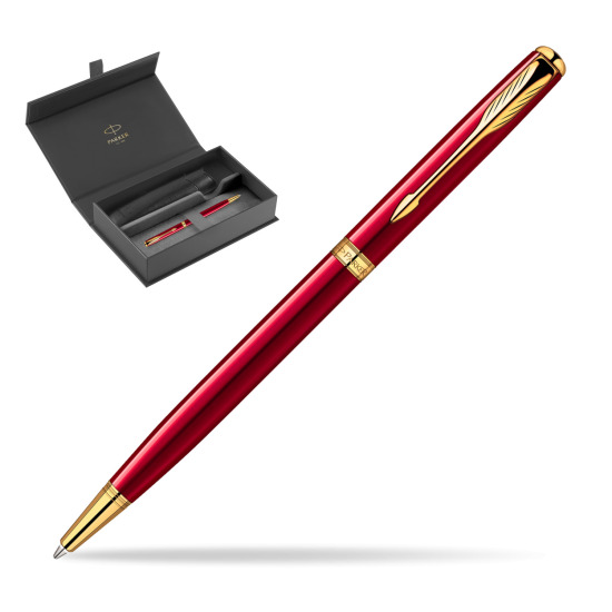 Długopis Parker Sonnet Original Slim Laka Czerwona GT w oryginalnym pudełku Parker, wsuwane etui