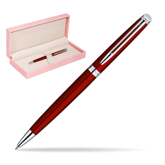 Długopis Waterman Hémisphère Czerwień CT w różowym pudełku zamszowym