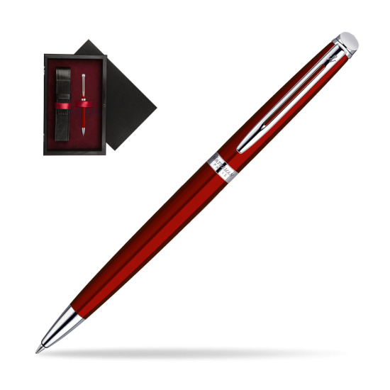 Długopis Waterman Hémisphère Czerwień CT w pudełku drewnianym Czerń Single Bordo