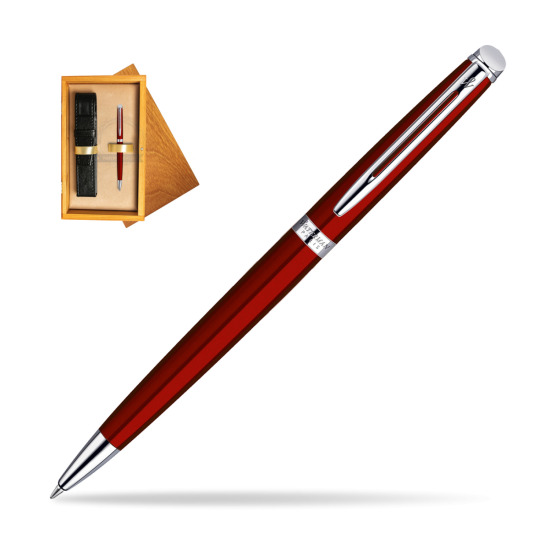 Długopis Waterman Hémisphère Czerwień CT w pudełku drewnianym Honey Single Ecru