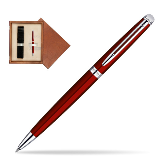 Długopis Waterman Hémisphère Czerwień CT w pudełku drewnianym Mahoń Single Ecru