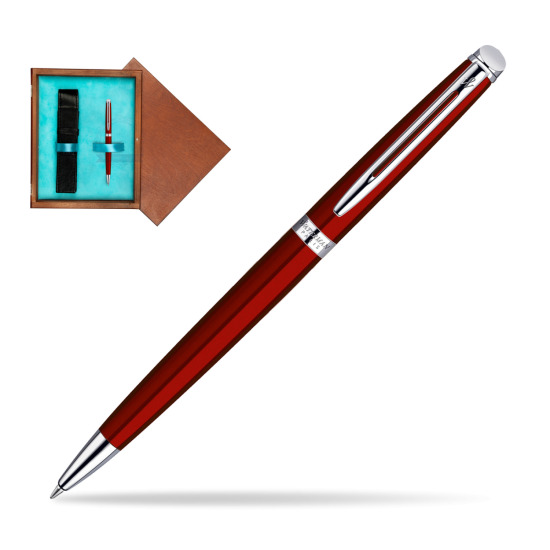Długopis Waterman Hémisphère Czerwień CT w pudełku drewnianym Mahoń Single Turkus