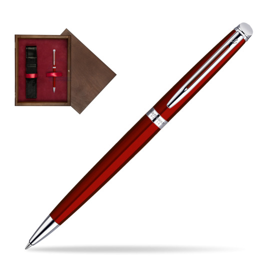 Długopis Waterman Hémisphère Czerwień CT w pudełku drewnianym Wenge Single Bordo