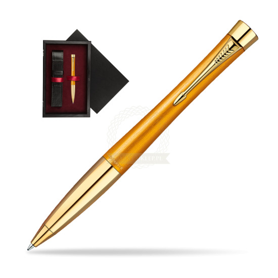 Długopis Parker Urban Premium 125 Żółty GT w pudełku drewnianym Czerń Single Bordo