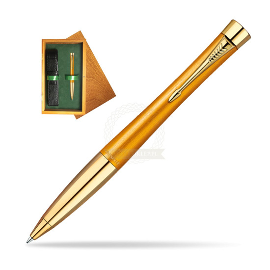 Długopis Parker Urban Premium 125 Żółty GT w pudełku drewnianym Honey Single Zieleń