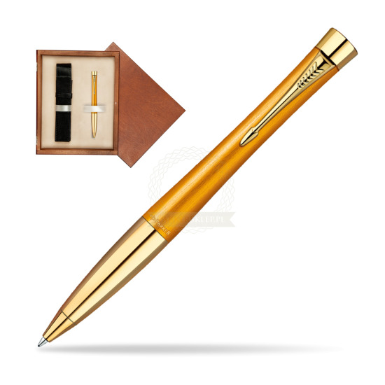 Długopis Parker Urban Premium 125 Żółty GT w pudełku drewnianym Mahoń Single Ecru
