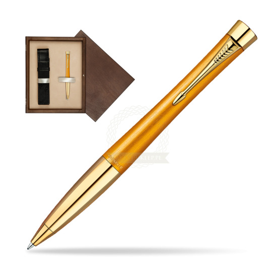 Długopis Parker Urban Premium 125 Żółty GT w pudełku drewnianym Wenge Single Ecru