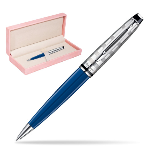 Długopis Waterman Expert Deluxe Blue Obsession w różowym pudełku zamszowym