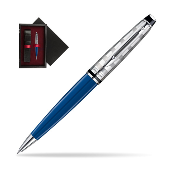 Długopis Waterman Expert Deluxe Blue Obsession w pudełku drewnianym Czerń Single Bordo