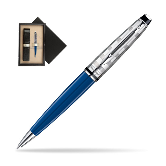 Długopis Waterman Expert Deluxe Blue Obsession w pudełku drewnianym Czerń Single Ecru