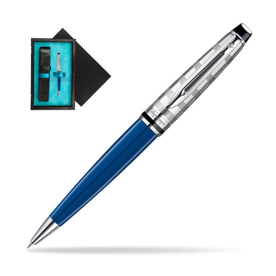 Długopis Waterman Expert Deluxe Blue Obsession w pudełku drewnianym Czerń Single Turkus