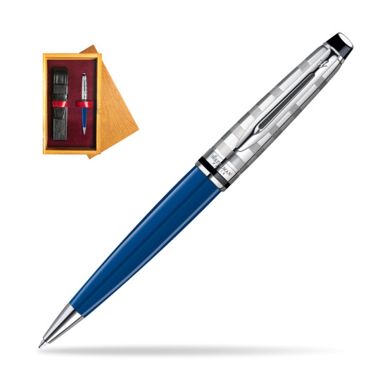 Długopis Waterman Expert Deluxe Blue Obsession w pudełku drewnianym Honey Single Bordo