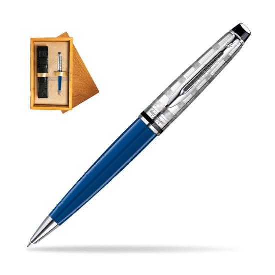 Długopis Waterman Expert Deluxe Blue Obsession w pudełku drewnianym Honey Single Ecru