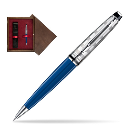 Długopis Waterman Expert Deluxe Blue Obsession w pudełku drewnianym Wenge Single Bordo