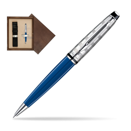Długopis Waterman Expert Deluxe Blue Obsession w pudełku drewnianym Wenge Single Ecru