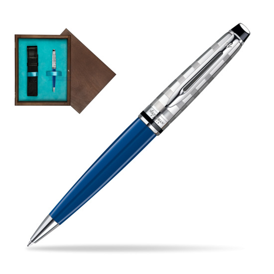 Długopis Waterman Expert Deluxe Blue Obsession w pudełku drewnianym Wenge Single Turkus