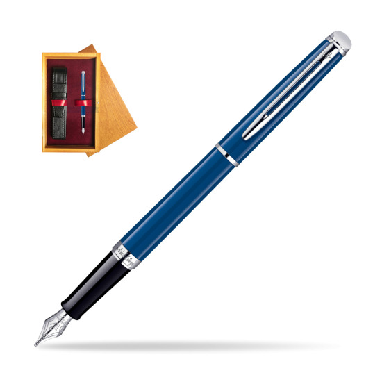 Pióro wieczne Waterman Hémisphère Blue Obsession CT w pudełku drewnianym Honey Single Bordo