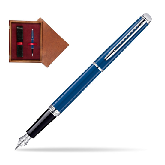 Pióro wieczne Waterman Hémisphère Blue Obsession CT w pudełku drewnianym Mahoń Single Bordo