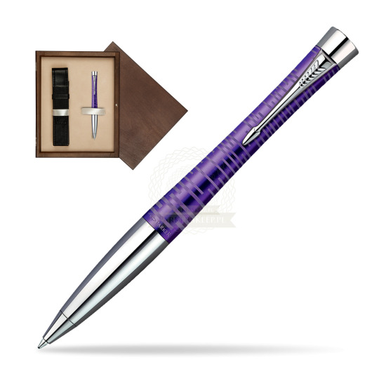 Długopis Parker Urban Premium Vacumatic Ametyst w pudełku drewnianym Wenge Single Ecru