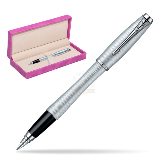 Pioro wieczne Parker Urban Premium Vacumatic Srebrny w pudełku zamszowym fuksja