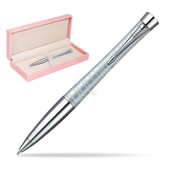 Długopis Urban Premium Vacumatic Srebrny w różowym pudełku zamszowym