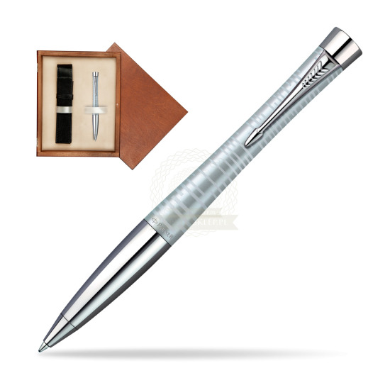 Długopis Urban Premium Vacumatic Srebrny w pudełku drewnianym Mahoń Single Ecru