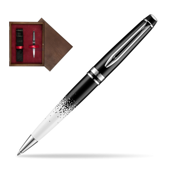 Długopis Waterman Expert Deluxe Ombres & Lumieres CT w pudełku drewnianym Wenge Single Bordo
