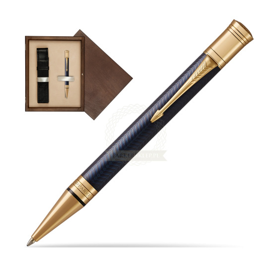 Długopis Parker Duofold Centennial Prestige Niebieska Jodełka GT w pudełku drewnianym Wenge Single Ecru