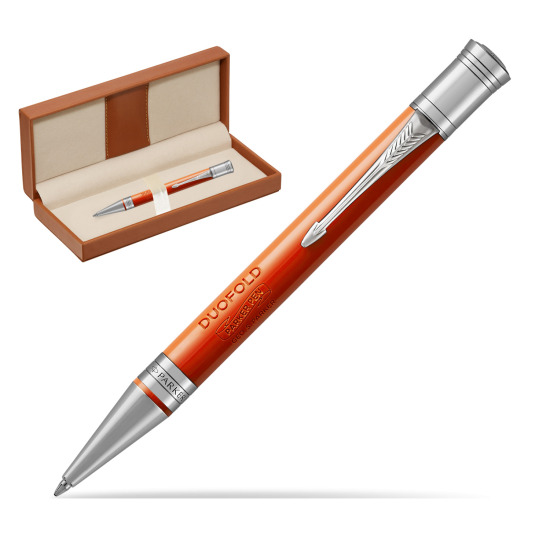 Długopis Parker Duofold Czerwona Laka CT w pudełku classic brown