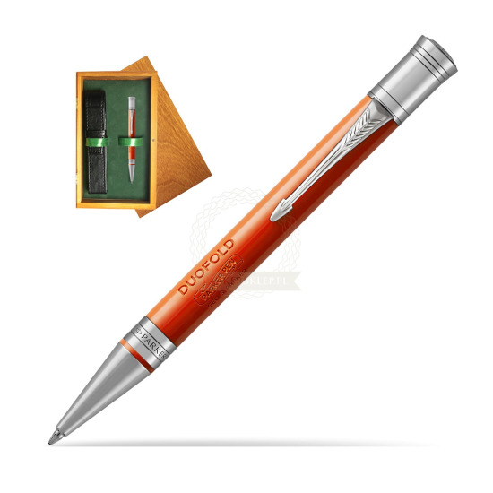 Długopis Parker Duofold Czerwona Laka CT w pudełku drewnianym Honey Single Zieleń