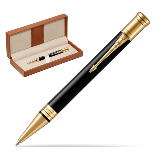 Długopis Parker Duofold Czarna Laka GT w pudełku classic brown