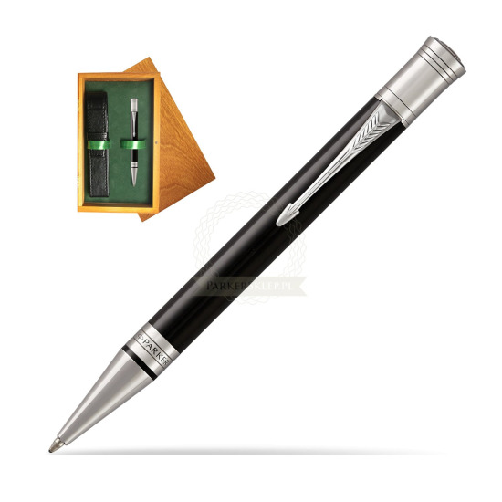 Długopis Parker  Duofold Czarna Laka CT w pudełku drewnianym Honey Single Zieleń