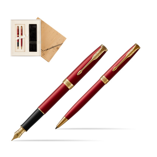 Zestaw prezentowy Parker Pióro wieczne + Długopis Sonnet Czerwona Laka GT w pudełku Jubileusz 2