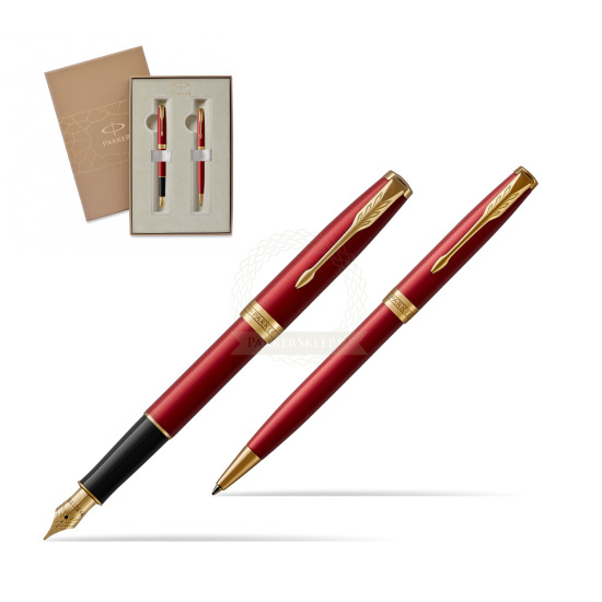 Zestaw prezentowy Parker Pióro wieczne + Długopis Sonnet Czerwona Laka GT 