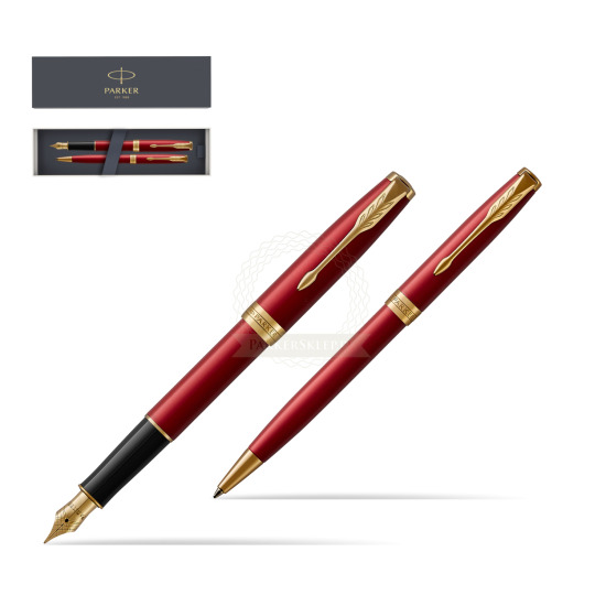 Zestaw prezentowy Parker Pióro wieczne + Długopis Sonnet Czerwona Laka GT
