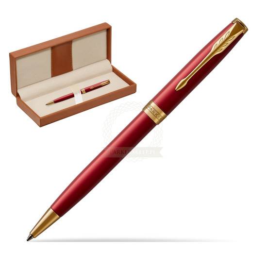 Długopis Parker Sonnet Czerwona Laka GT w pudełku classic brown
