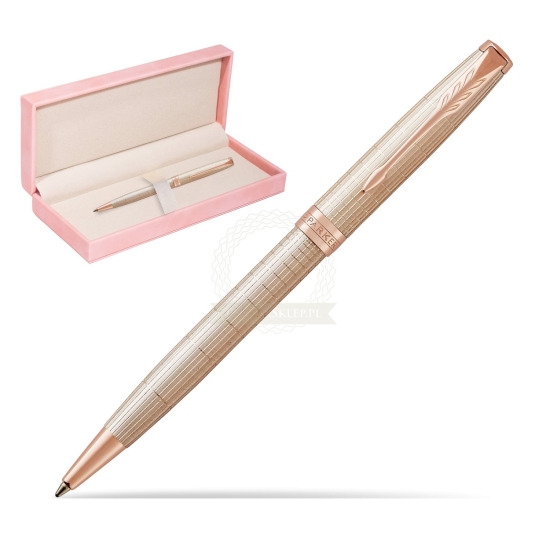 Długopis Parker Sonnet Cisele Srebro PGT w różowym pudełku zamszowym