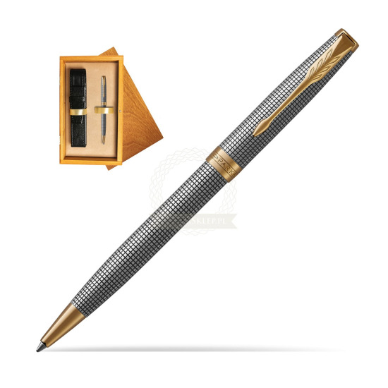 Długopis Parker Sonnet Cisele Srebro GT w pudełku drewnianym Honey Single Ecru