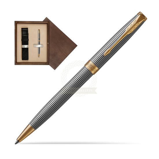 Długopis Parker Sonnet Cisele Srebro GT w pudełku drewnianym Wenge Single Ecru