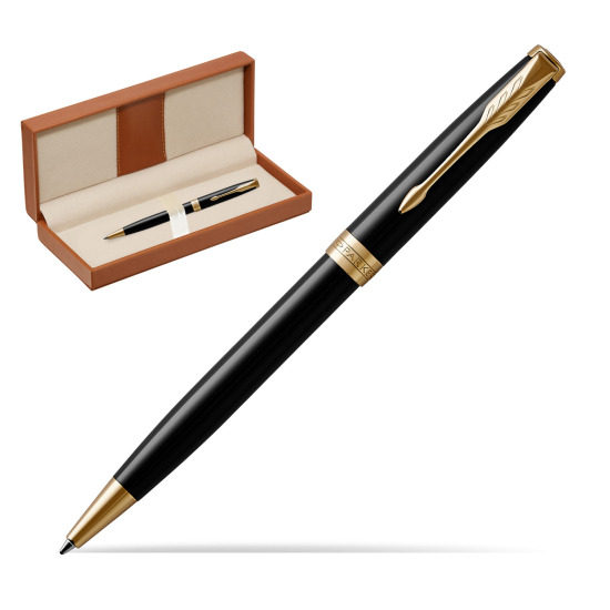 Długopis Parker Sonnet Czarna Laka GT w pudełku classic brown