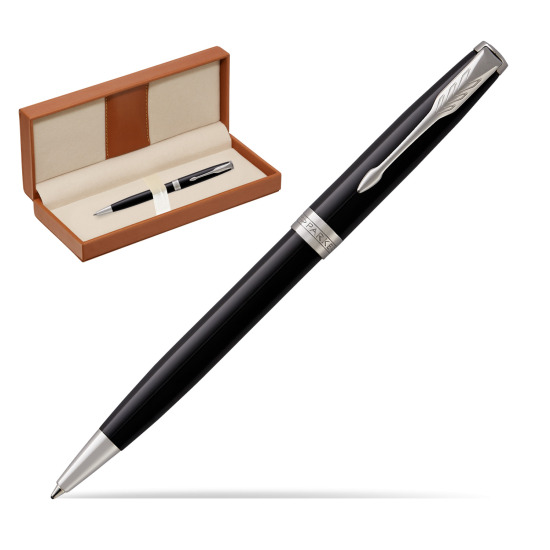 Długopis Parker Sonnet Czarna Laka CT w pudełku classic brown