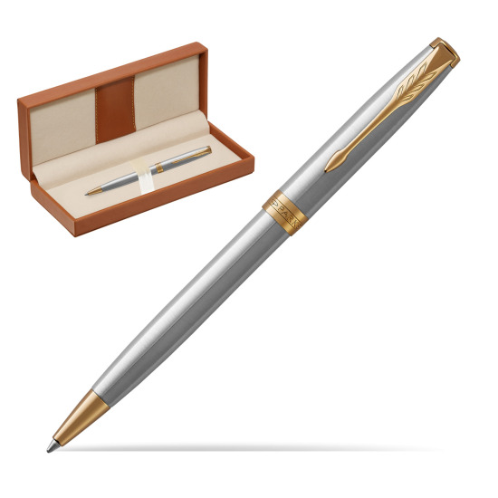 Długopis Parker Sonnet Stalowy GT w pudełku classic brown