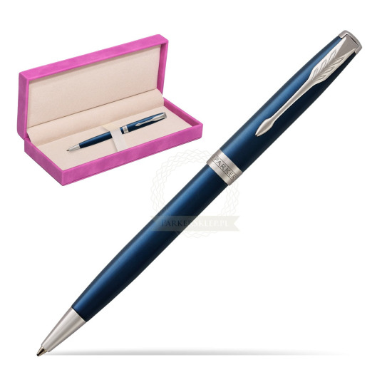 Długopis Parker Sonnet Niebieska Laka CT w pudełku zamszowym fuksja